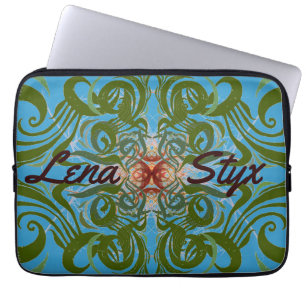 Khaki and Turquoise pattern with your name Laptop Sleeve