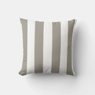 Khaki and White Striped Throw Pillow