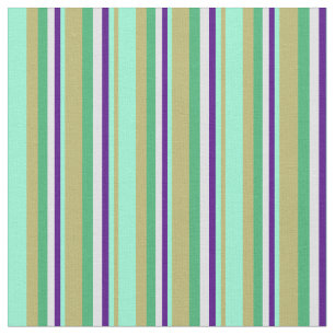 Khaki, Aquamarine, Indigo, Lavender & Sea Green Fabric