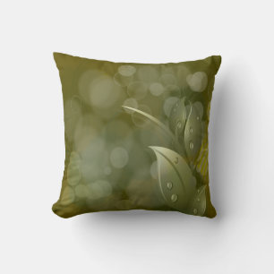 Khaki Bokeh Leaves American MoJo Throw Pillow