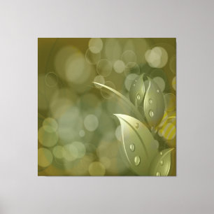 Khaki Bokeh Leaves Wrapped Canvas