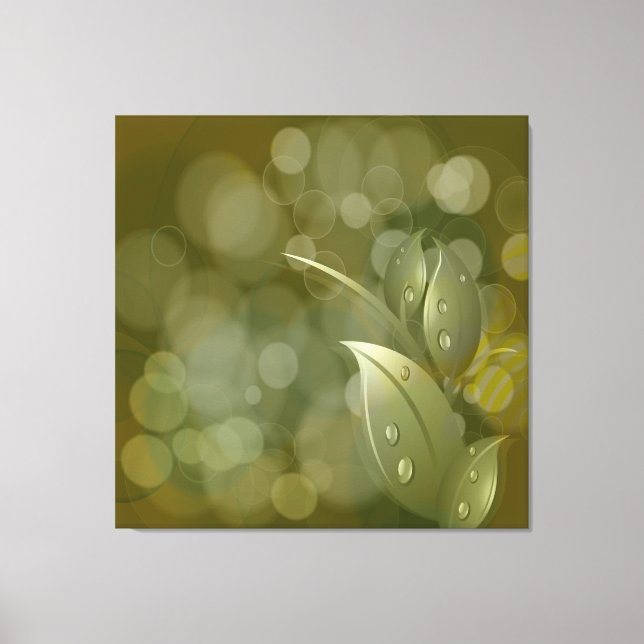 Khaki Bokeh Leaves Wrapped Canvas (Front)