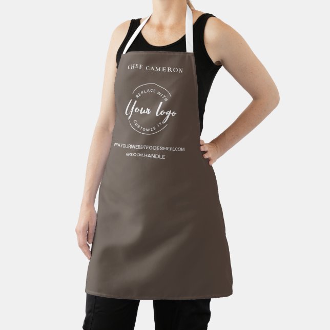 Khaki Brown Business Promotion Personalized Logo  Apron (Insitu)
