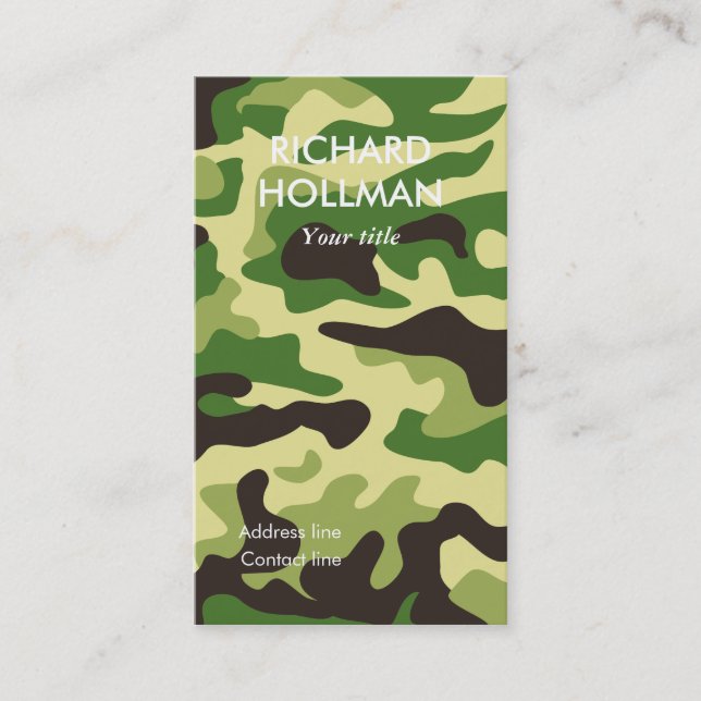 Khaki camouflage pattern business card (Front)