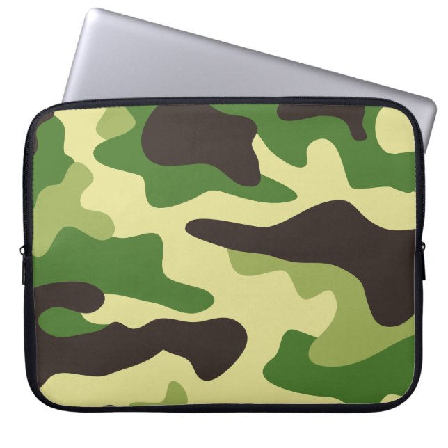 Khaki camouflage pattern laptop sleeve (Front)