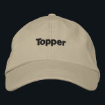 Khaki Colour Topper Text Name Custom Embroidered Hat<br><div class="desc">Topper Text Name with Oesco block Font Hats or Caps

Black colour text,  Khaki colour Hat

It is very useful to School or College students

Class Topper of the school or College

Nice and Cool hats for Students</div>
