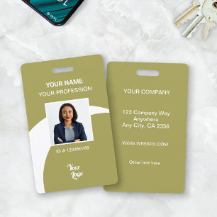 Khaki Corporate Employee Photo ID Security Badge