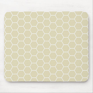 Khaki Cream Coloured Hexagon Honeycomb Pattern Mouse Pad