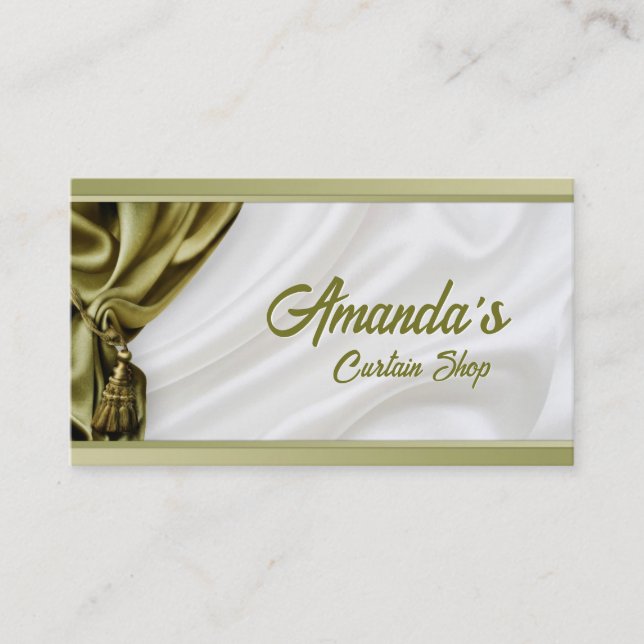 Khaki Curtains Treatment - Shop Business Card (Front)