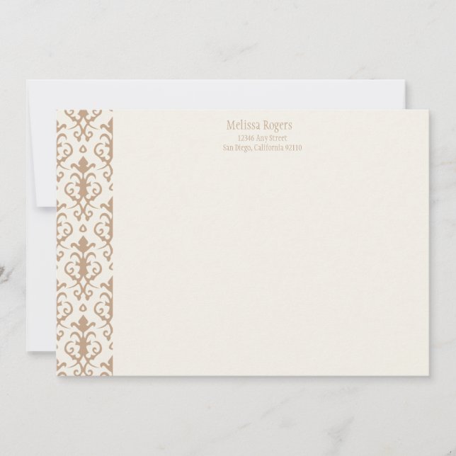 Khaki Damask Note Card (Front)
