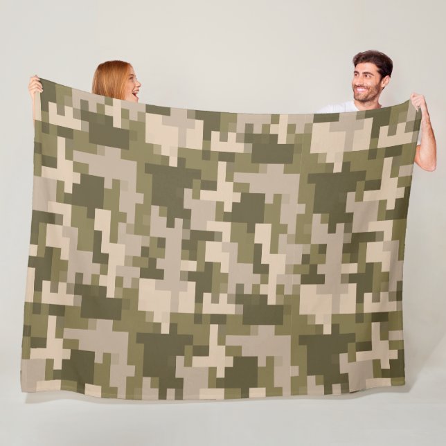Khaki Digital Camouflage Fleece Blanket (In Situ)