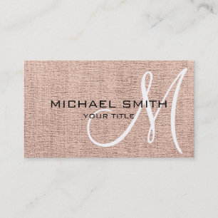 Khaki Elegant Monogram Canvas Look Business Card