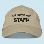 Khaki Embroidered Staff Hat Custom Baseball Cap<br><div class="desc">Easily personalize this khaki Alternative Apparel embroidered hat with your own custom text. You can also customize it with your logo or other image. This chino twill cap style is 100% cotton. The "Flexfit Wool Cap" style have options to add your embroidery on the sides and back. Adjustable unisex style...</div>