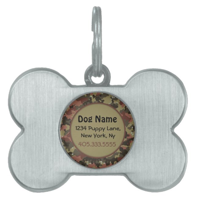 Khaki Green - Brown Camouflage Dog Tag - Customize (Front)
