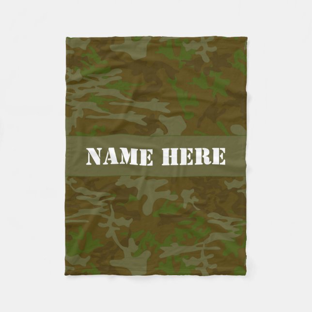 Khaki Green Custom Camo Throw Blanket (Front)