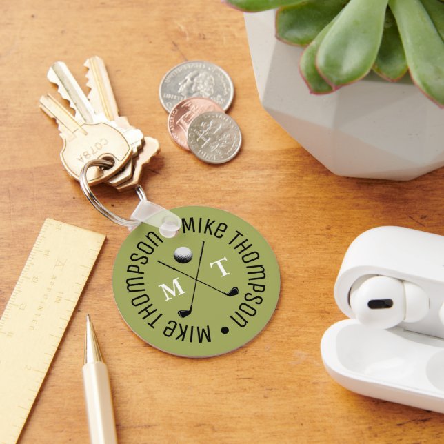 khaki Logo Monogram for a Golf-Player  Keychain (Desk)