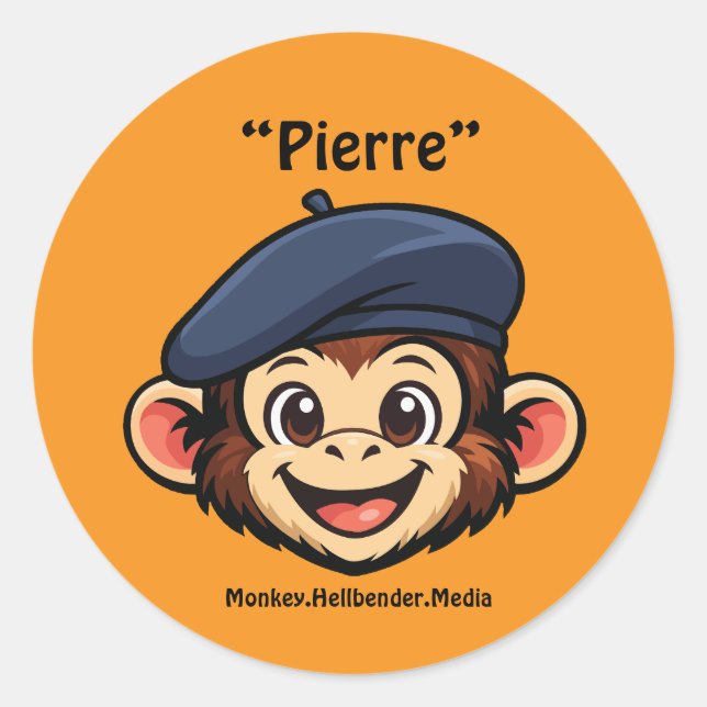 Khaki Macaque Monkey Sticker - Pierre (Front)