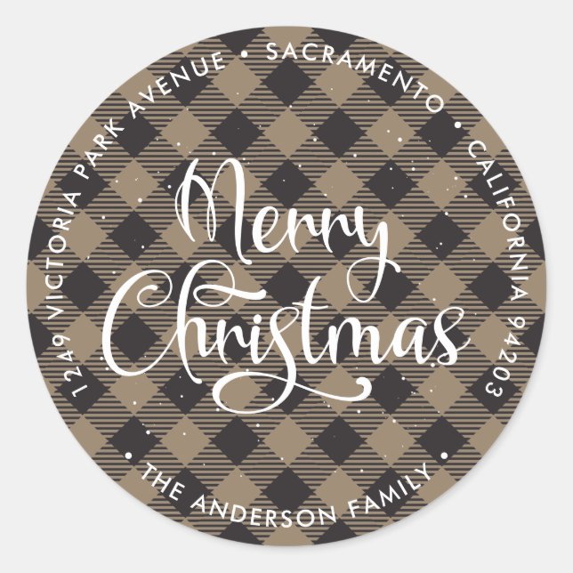 Khaki  Merry Christmas Return Address Labels (Front)