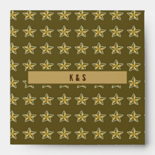 Khaki Military Stars Pattern  Envelope