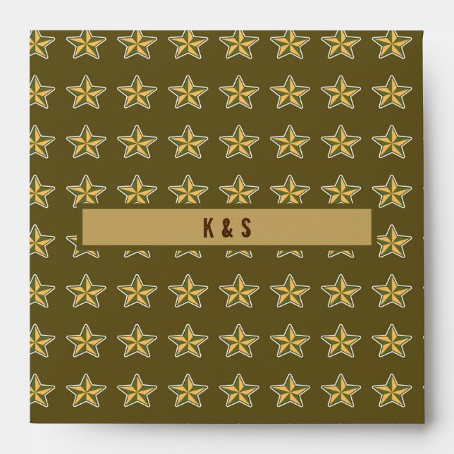 Khaki Military Stars Pattern  Envelope (Front)