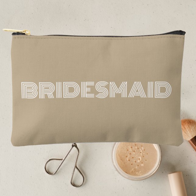 Khaki Modern Typography Bridesmaid Accessory Pouch (In Situ Makeup)