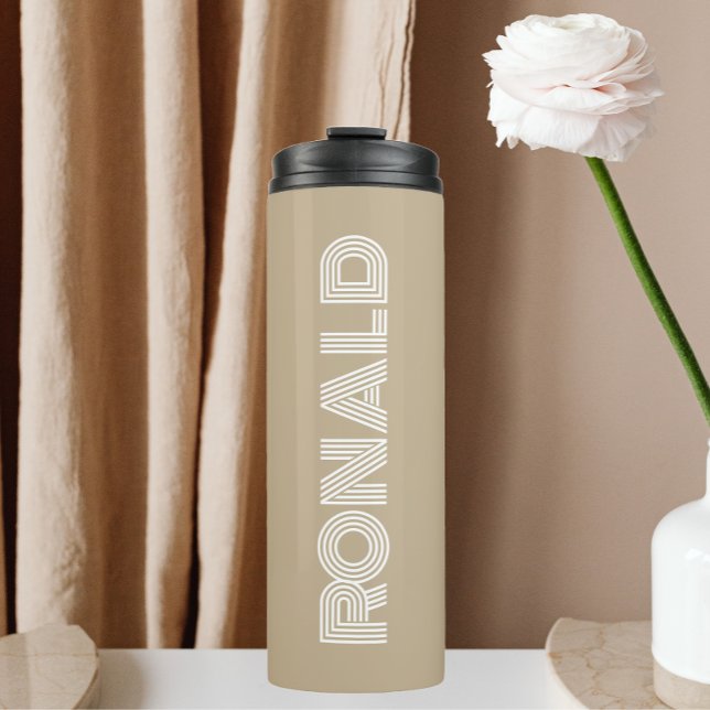 Khaki Modern Typography Personalized Thermal Tumbler (In Situ)