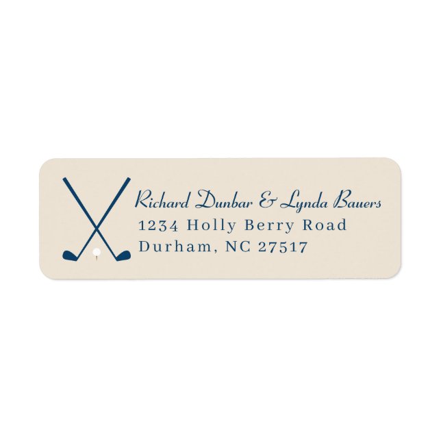 Khaki Navy Blue Golf Thème Retourner Adresse Label (Devant)