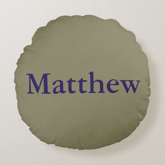 Khaki/Navy Cotton RoundPillow (16") - HAMbyWG Round Pillow (Front)