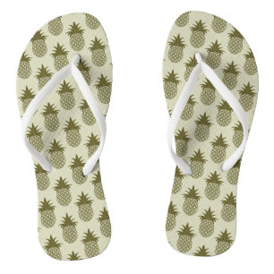 Khaki Pineapple Pattern Flip Flops