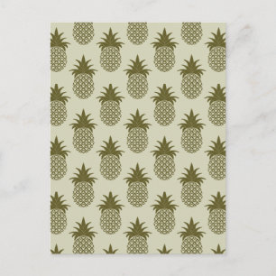 Khaki Pineapple Pattern Postcard