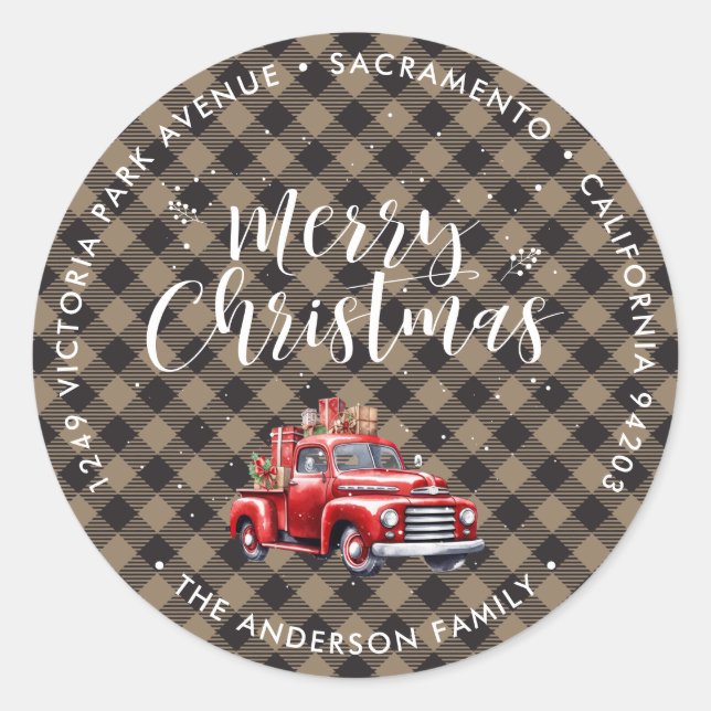 Khaki Plaid Christmas Return Address Labels (Front)