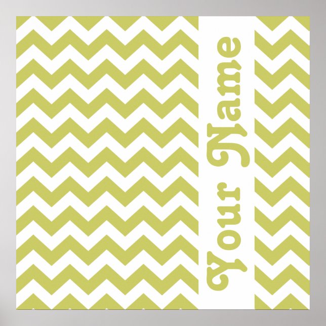 Khaki Safari Chevron with custom text Poster (Front)