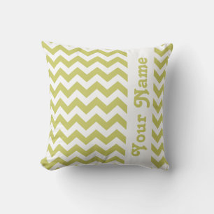 Khaki Safari Chevron with custom text Throw Pillow