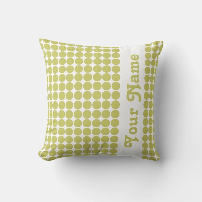 Khaki Safari Dots with custom text Throw Pillow (Front)