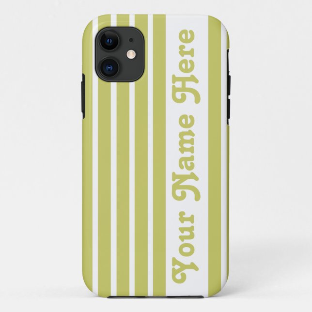 Khaki Safari Stripe with name Case-Mate iPhone Case (Back)