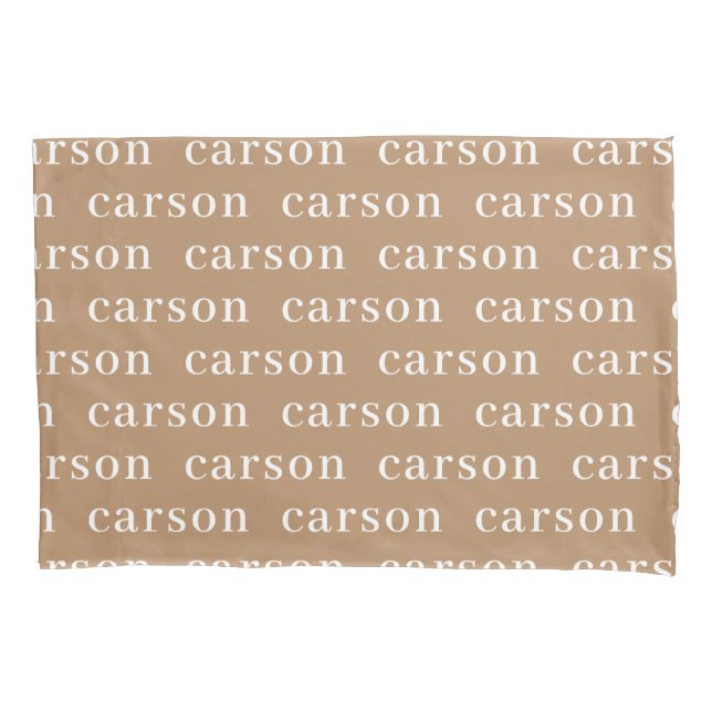 Khaki Sand Simple Personalized Repeating Name Pillowcase (Front)