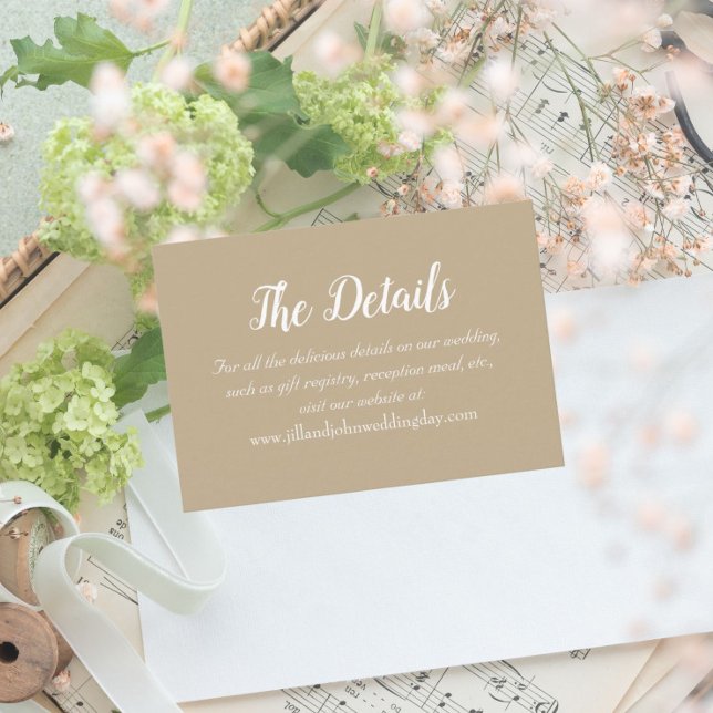 Khaki Simple Style Wedding Details Enclosure Card (In Situ Wedding)