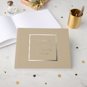 Khaki Simple Stylized Lettering Wedding Guest Book