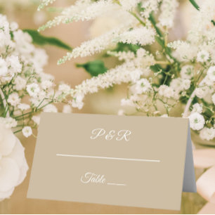 Khaki Simple Stylized Script Wedding Place Card