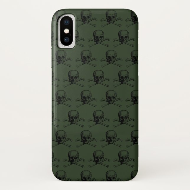 Khaki Skull Halloween Personalized Name Case-Mate iPhone Case (Back)
