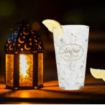 Khaki Stylized Wedding Groomsman Name Glass<br><div class="desc">Beer glass for the wedding groomsman that features his name printed in a trendy khaki colour, stylized script inside a khaki colour oval border along with wedding date. A great party supply idea for a bachelor party! Personalize your beer glass by editing and replacing name and date with your own....</div>