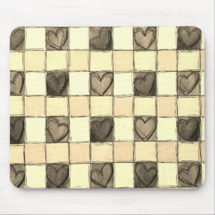 Khaki tan cream gingham Mouse pad