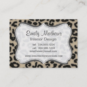 Khaki, Tan, Leopard Animal Print Business Card