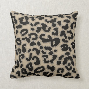 Khaki, Tan, Leopard Animal Print Throw Pillow