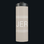 Khaki Tan Personalized Monogram Initials Drink Thermal Tumbler<br><div class="desc">Three Initial Monogrammed thermal tumblers are timeless, classic and stylish. Perfect for hot and cold beverages! Our Unique design is the perfect personalized gift for that special occasion. Shop our integrated collection of coordinating colours and golf - sports accessories. Custom personal monogrammed initials are added to the neutral khaki tan...</div>