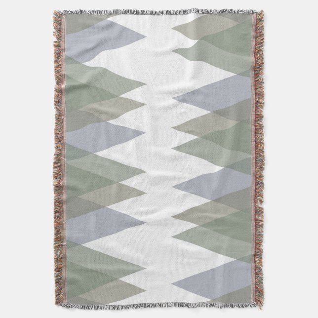 Khaki triangles throw blanket (Front Vertical)