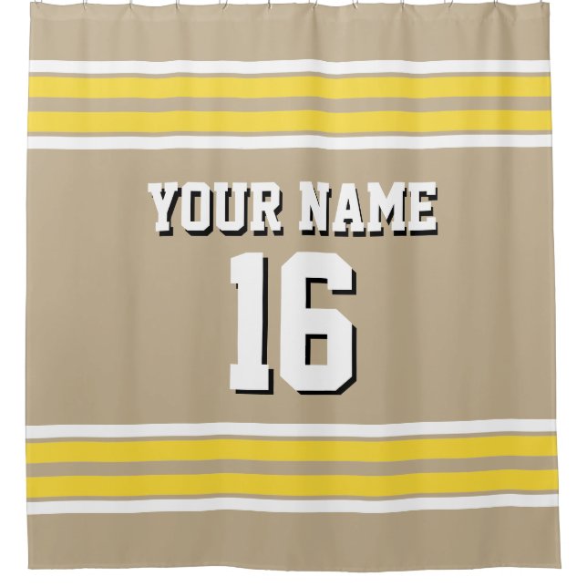 Khaki with Yellow White Stripes Sports Jersey (Front)