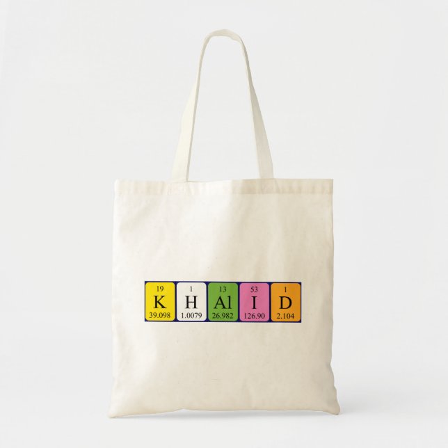 Khalid periodic table name tote bag (Front)