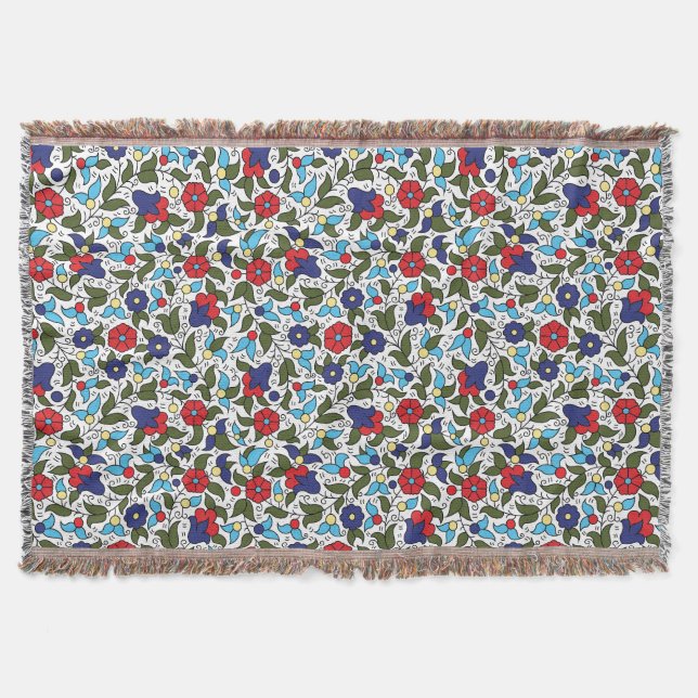 Khalil Hebron Middle Eastern Ceramic Inspired Throw Blanket (Front)