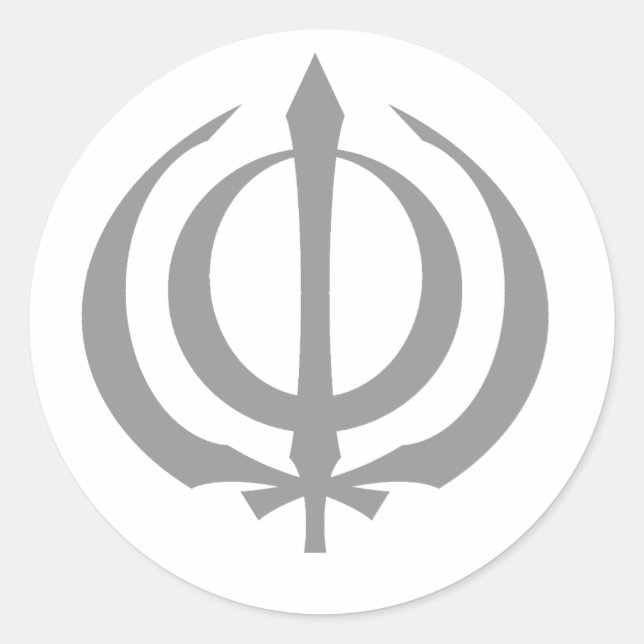 Khanda-Grey Classic Round Sticker (Front)